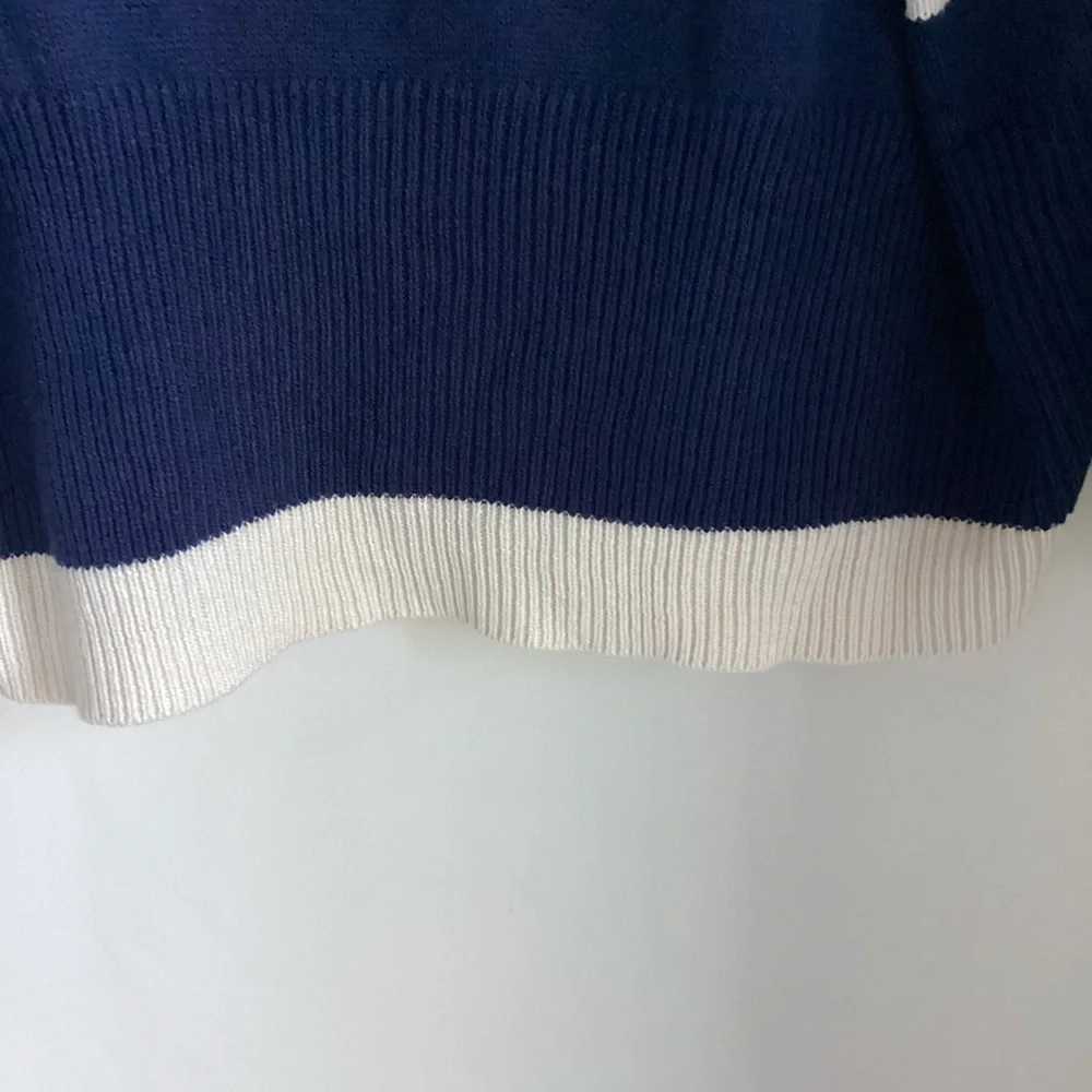 Topshop Oversized Sweater Size XS Navy White Stripe Turtleneck